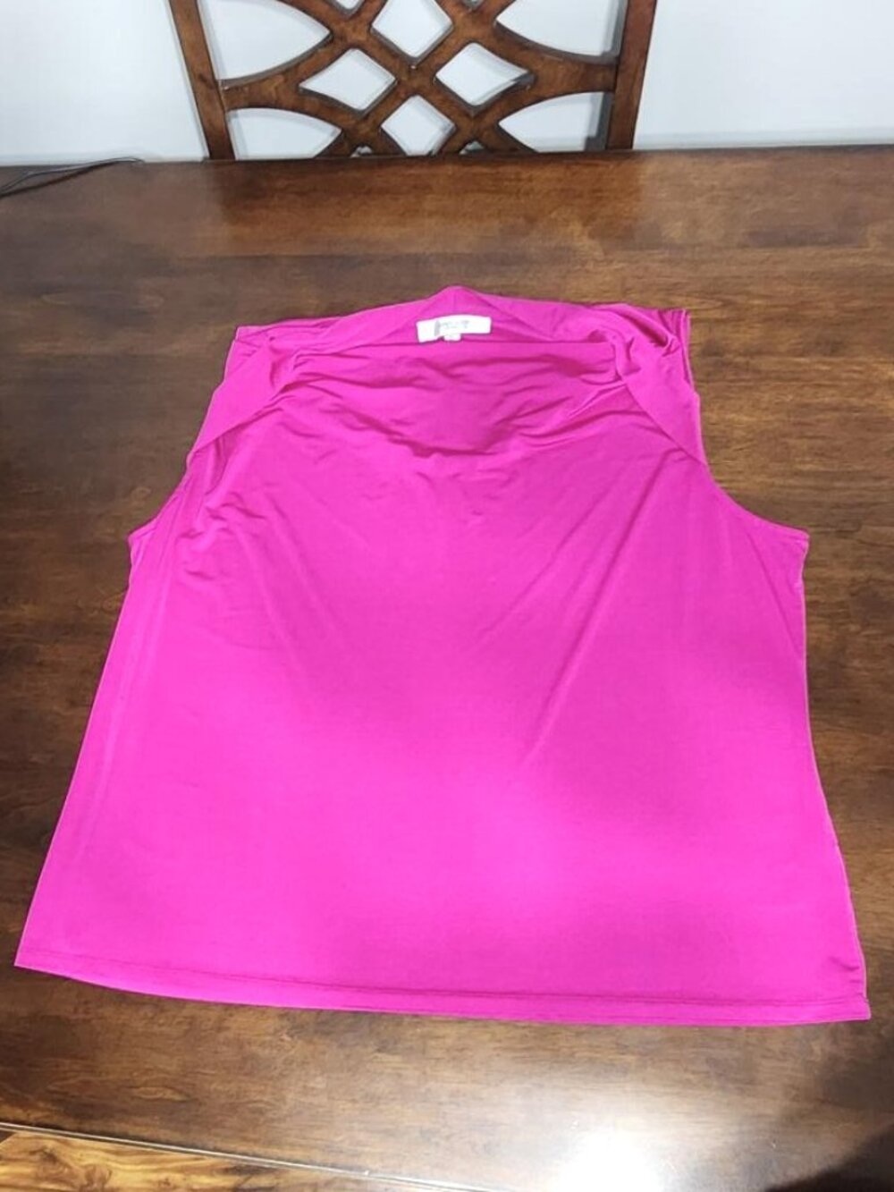 Jones Studio Fuchsia 3X Sleeveless Top – Draped Cowl Neck with Shoulder Accents - Picture 4 of 13